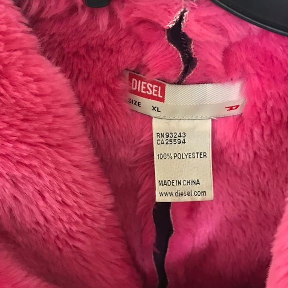 Diesel Y2K Purple Ultra-suede Coat w Hot Pink Faux Fur lining. EUC small - Picture 5 of 6